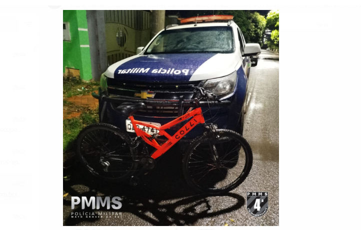 Imagem de compartilhamento para o artigo Polícia Militar de Chapadão do Sul recupera bicicleta furtada da MS Todo dia